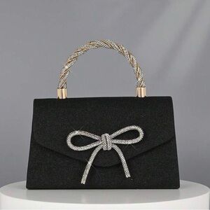 Chic Black Clutch with Silver and Gold Details